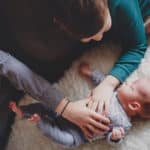 newborn and siblings