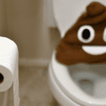 A Poop Emoji Next to a Toilet representing pregnancy constipation