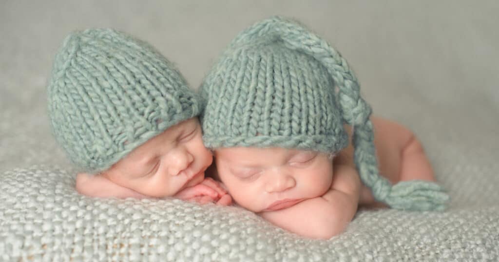 twin newborns sleeping