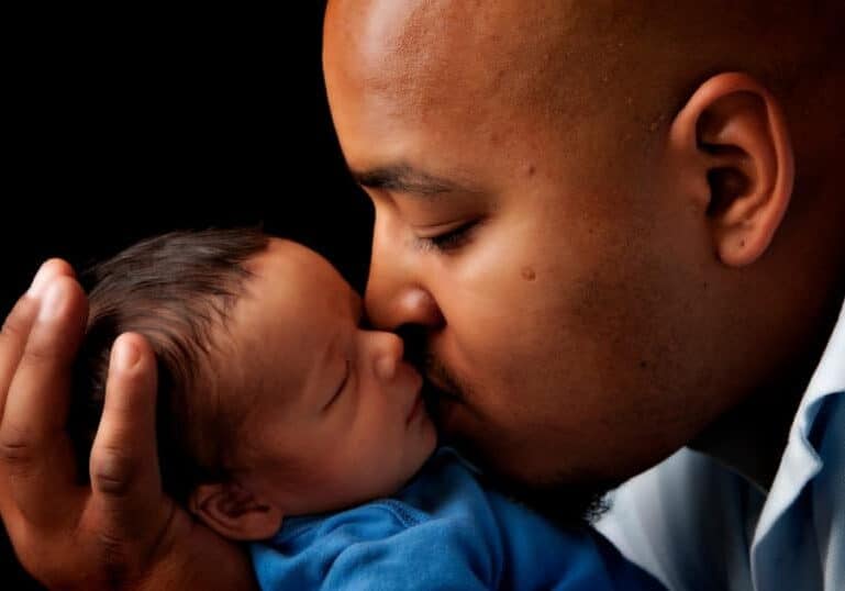 Father bonding with baby