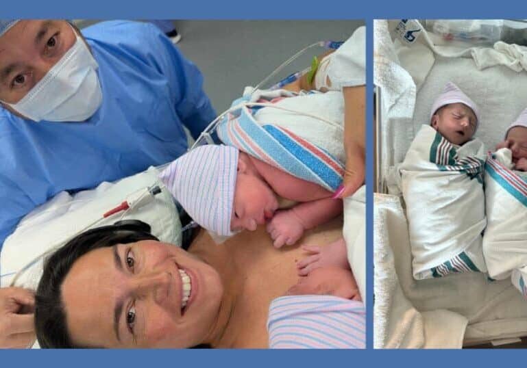 Mom giving birth to twins, my twin birth story